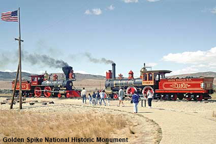 Steam engines at Golden Spike National Historic Monument, UT, USA