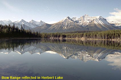 Bow Range reflected in Herbert Lake, Alberta, Canada Bow Range reflected in Herbert Lake, Alberta, Canada