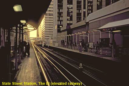 The El (elevated railway) at State, Chicago, IL, USA The El (elevated railway) at State, Chicago, IL, USA