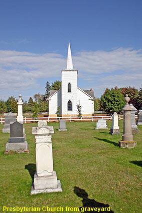 Presbyterian Church from graveyard, Orwell Corner Historic Village, PEI, Canada Presbyterian Church from graveyard, Orwell Corner Historic Village, PEI, Canada