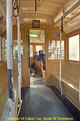 Interior of Cable Car, Hyde St Terminus, San Francisco, CA, USA Interior of Cable Car, Hyde St Terminus, San Francisco, CA, USA
