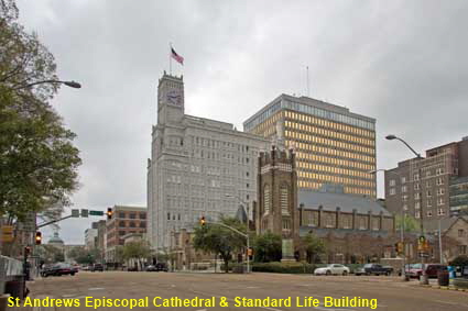 St Andrews Episcopal Cathedral & Standard Life Building, Capitol Street, Jackson, MS, USA St Andrews Episcopal Cathedral & Standard Life Building, Capitol Street, Jackson, MS, USA