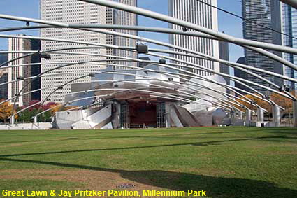 Great Lawn & Jay Pritzker Pavilion, Millennium Park, Chicago, IL, USA Great Lawn & Jay Pritzker Pavilion, Millennium Park, Chicago, IL, USA