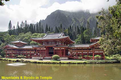Mountains & Byodo-in Temple, Oahu, HI, USA Mountains & Byodo-in Temple, Oahu, HI, USA