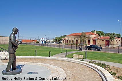 Buddy Holly Statue, Buddy Holly Walk of Fame & FW&D South Plains Railway Depot, Lubbock, TX