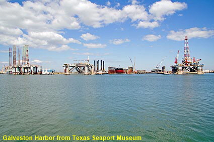 Galveston Harbor from Texas Seaport Museum, Galveston, TX, USA